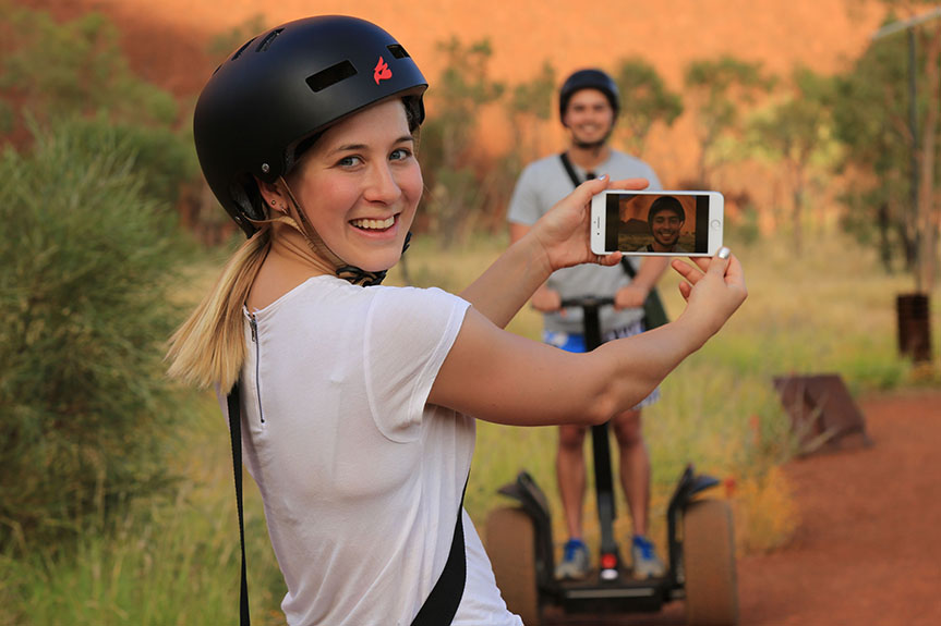 taking a photo on a segway